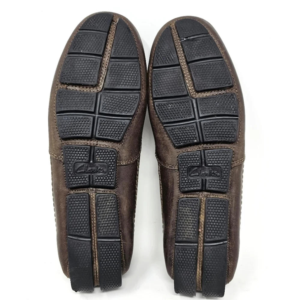 Clarks Ashmont Race Driving‎ Loafers Mens Size 10.5 Brown Leather Shoes Moccasin